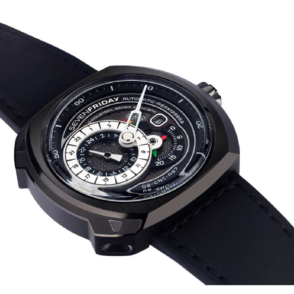 Sevenfriday Q-Series Q3/01 Black Leather Automatic Men's Watch Sevenfriday Q-Series Q3/01 Black Leather Automatic Men's Watch